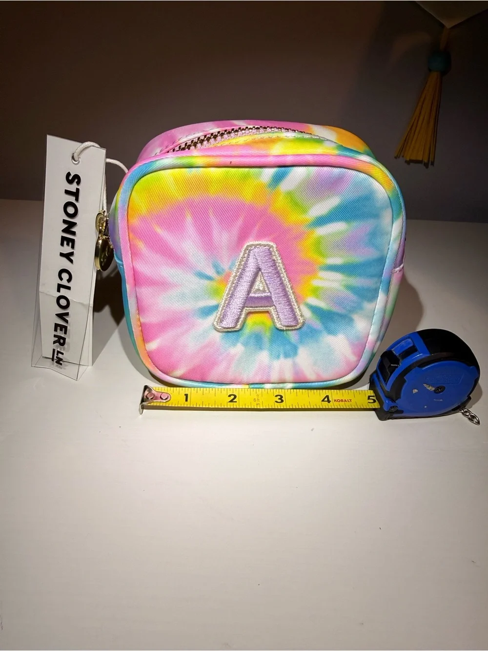Stoney Clover Lane Tie-Dye Mini Pouch with initial “A”